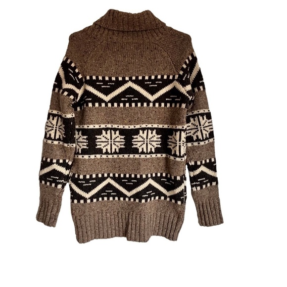 Roots shawl collar acrylic wool blend Cowichan sweater size small - Picture 2 of 15